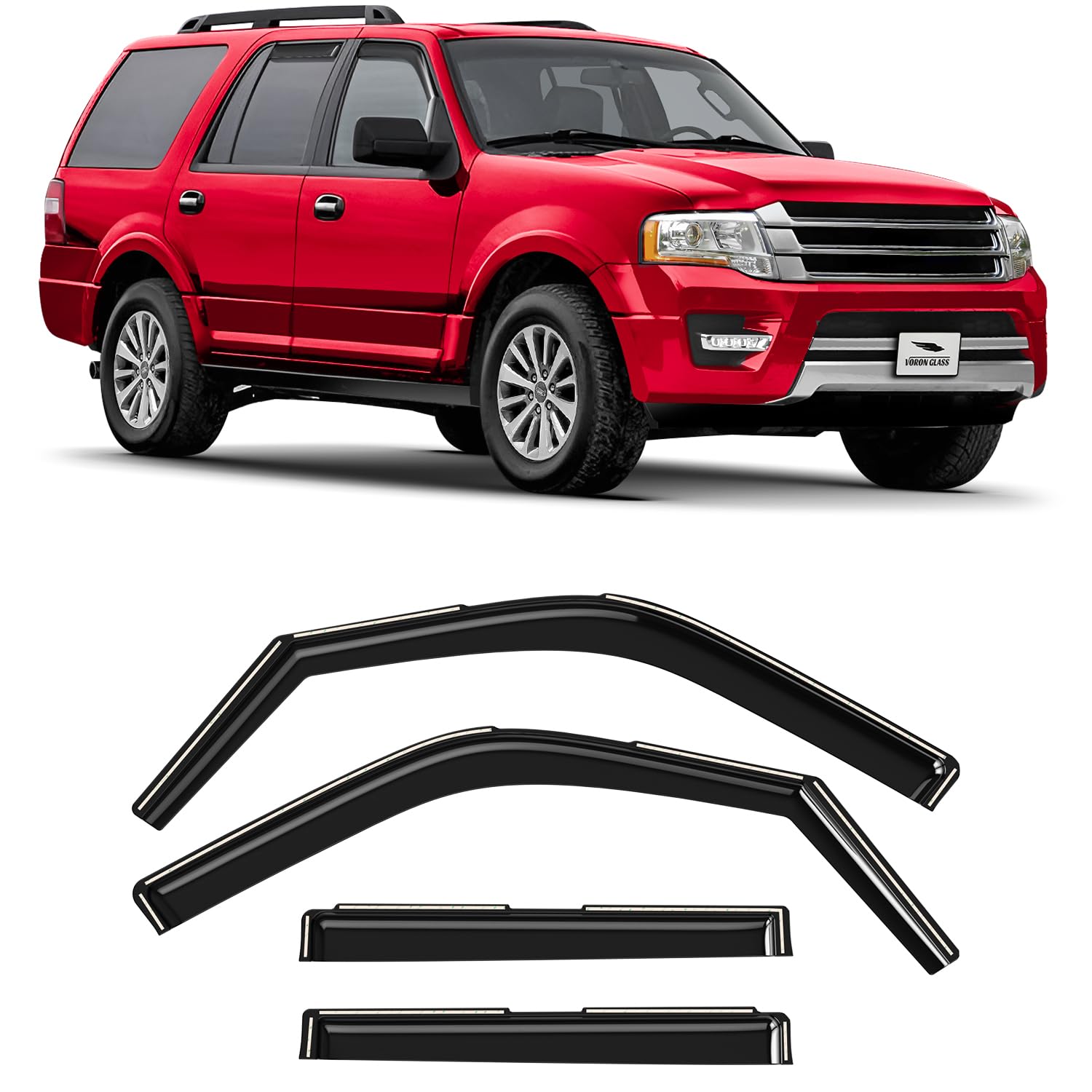 Voron Glass Extra Durable Rain Guards For Ford Expedition 2007 2017/Lincoln Navigator 2007 2017, Window Deflectors, Vent Window