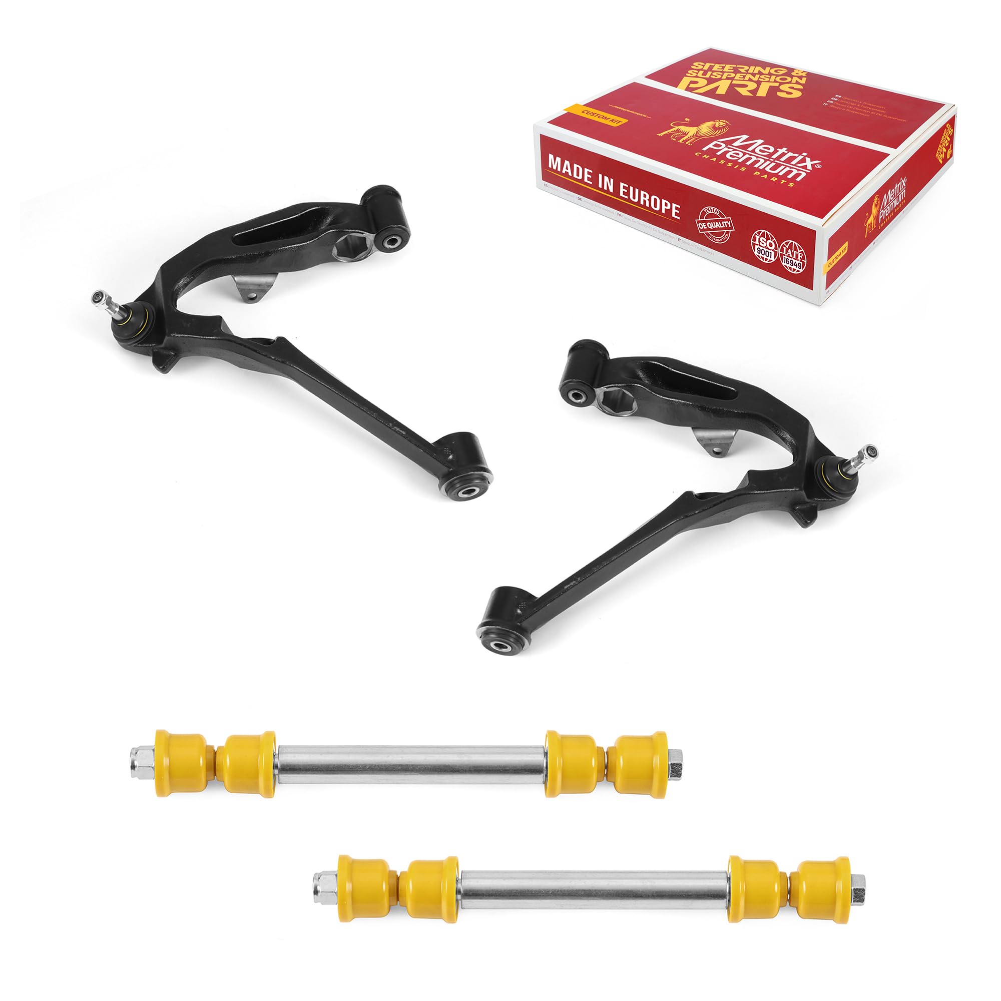 Metrix Premium Chassis Parts - 4 Pc Front L/R Lower Control Arm & Front L/R Sway Bar Stabilizer End Link Kit Fits 02-06 Chevrole