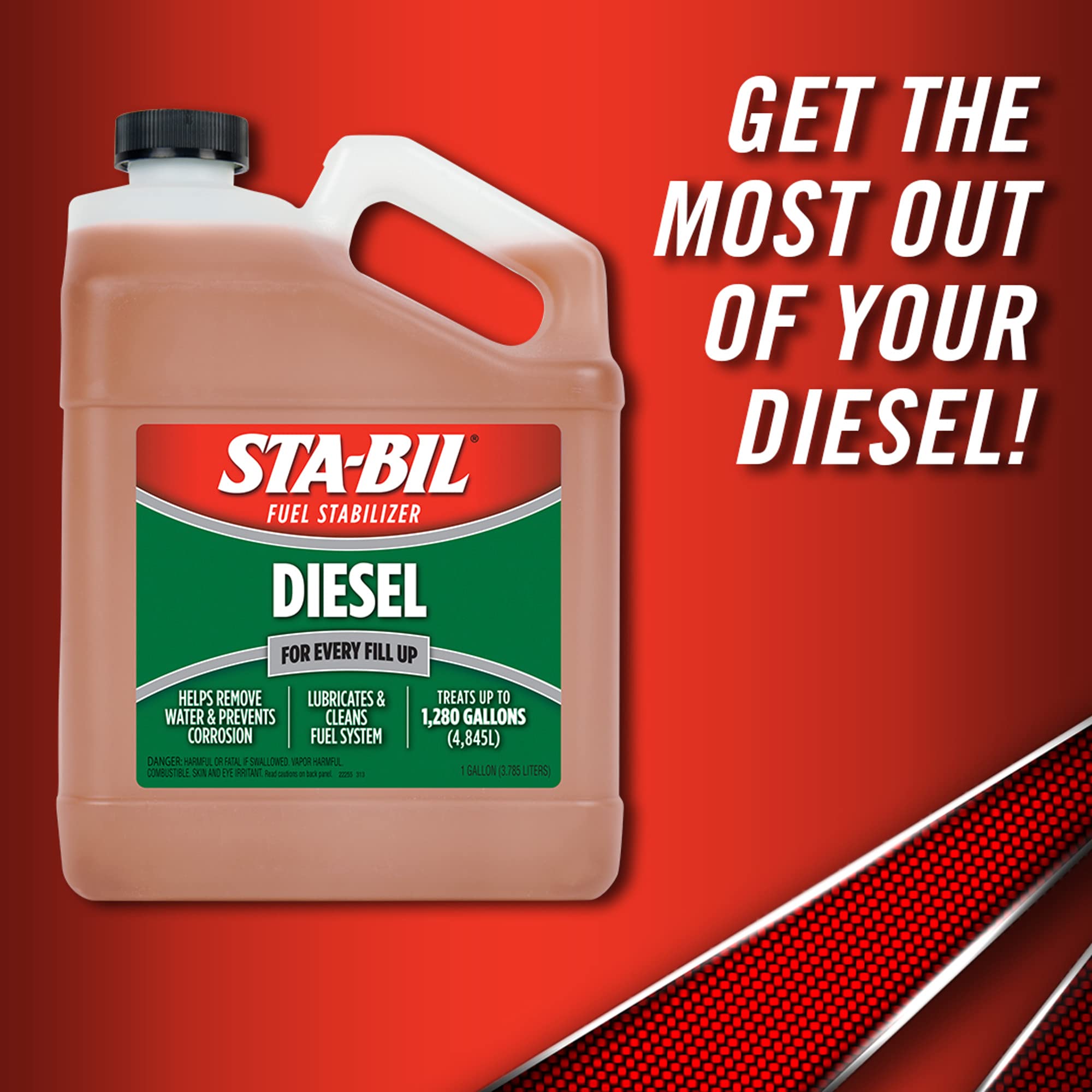 Sta-Bil (22255) Diesel Fuel Stabilizer And Performance Improver - Keeps Diesel Fuel Fresh For Up To 12 Months - Lubricates And C