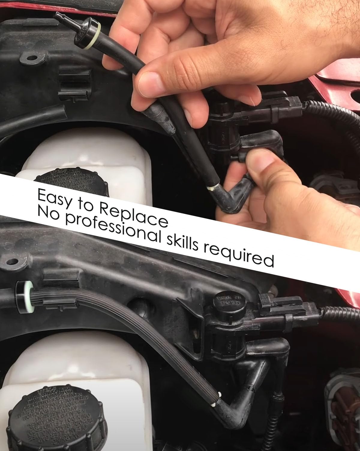 FL3Z-3A788-B Auto-Locking Hub Vacuum Line Tube Check Valve Assembly Fits for Select Ford/Lincoln Models, 4WD Actuator Vacuum Che