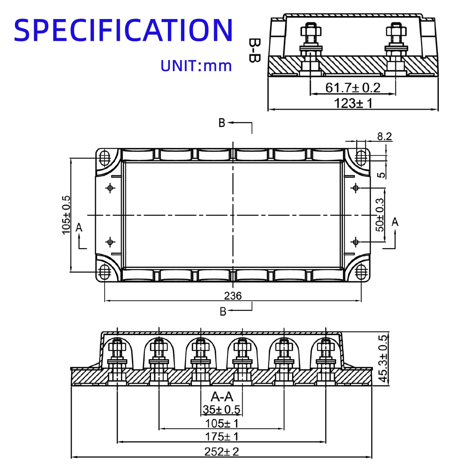 Bojack 6-Way Anl Fuse Holder For Anl Bolt-On Fuse (Pack Of 1 Banl-B6)