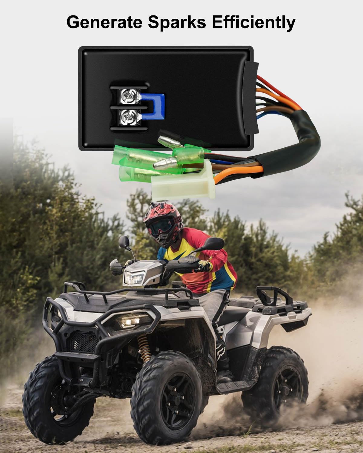 5Pcs Cdi Box Ignition Coil Kit Fit For Polaris Sportsman 90 Scrambler 90 50 Predator 90 50 2001-2007 With Voltage Regulator Rectifier Starter Relay Solenoid And Spark Plug