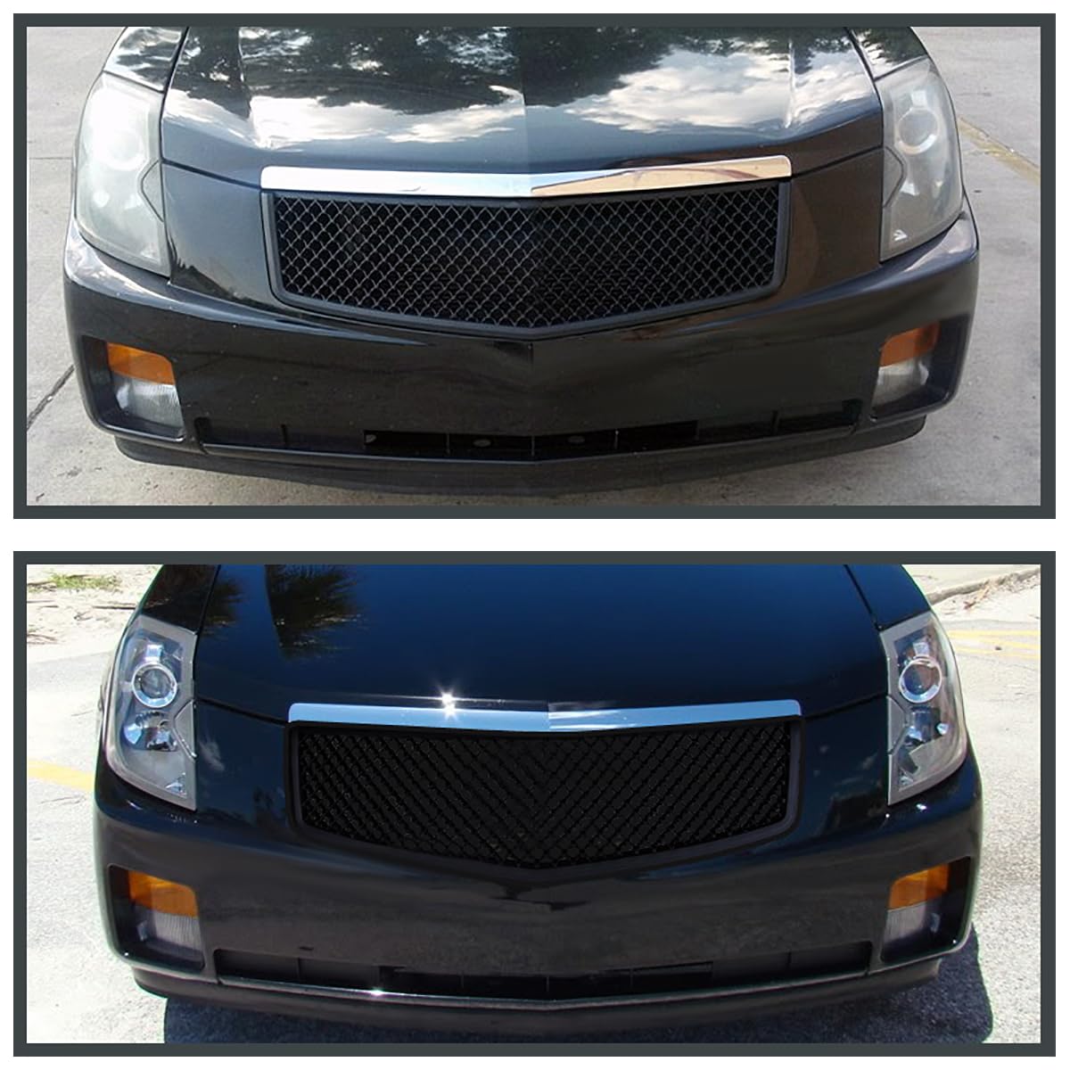 SPEC-D Tuning Front Hood Grill Matte Black for 2003-2007 Cadillac CTS-V, Durable ABS Material, Model HG-CTS03BB-V2-RS