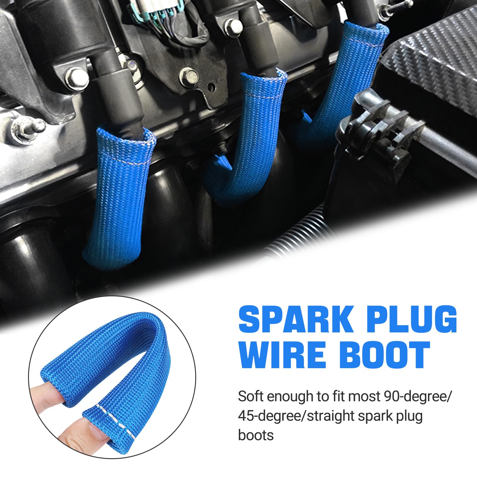 Shinehome Spark Plug Header Boots 2500 Spark Plug Heat Shield Sleeve Wire Cover Wrap For Sbc Bbc 350 454 Ls1/Ls2 8Pcs Spark Plug