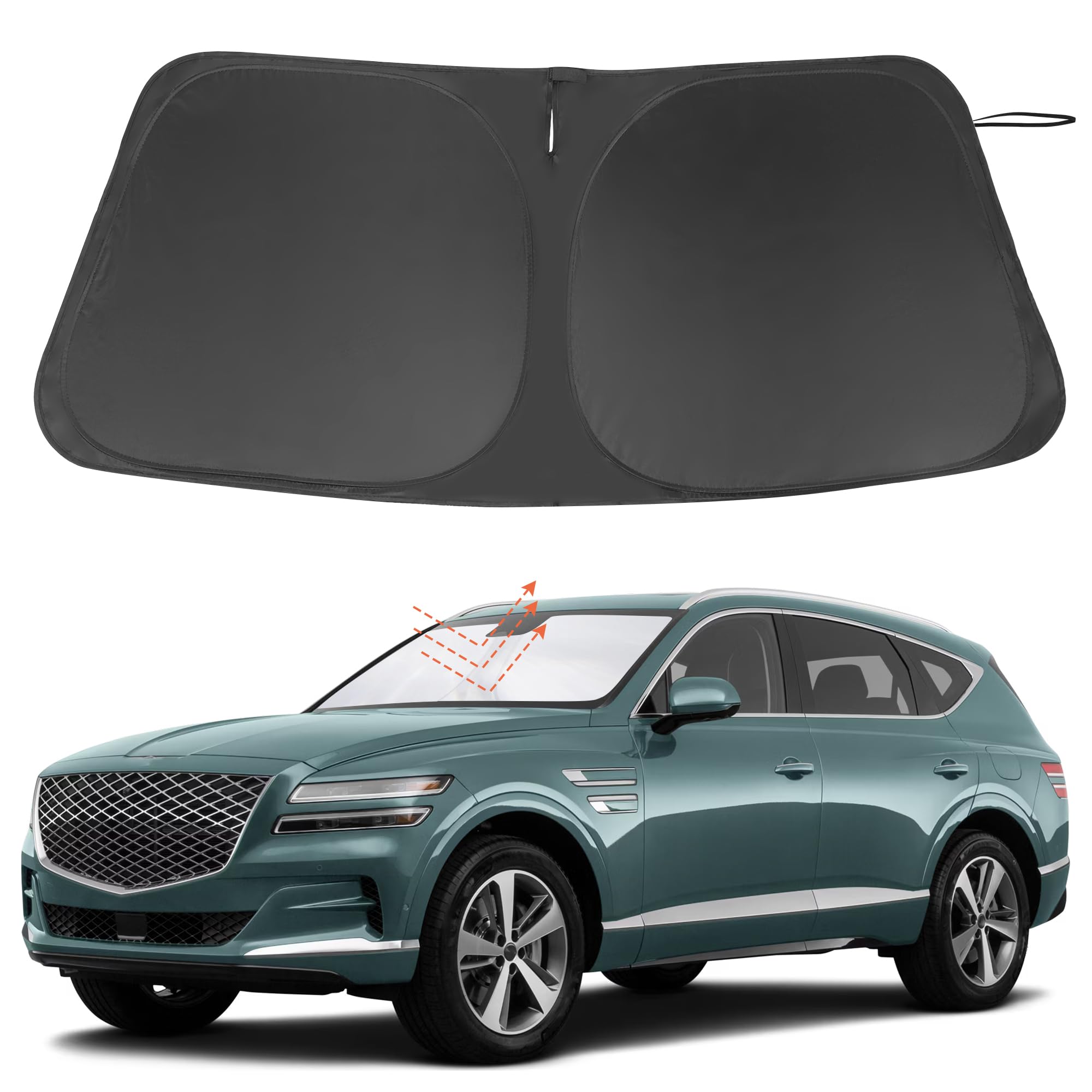 Windshield Sun Shade Custom Fit For 2021 2022 2023 2024 2025 Genesis Gv80 Accessories Foldable Sunshade Sun Blocker Protect Car
