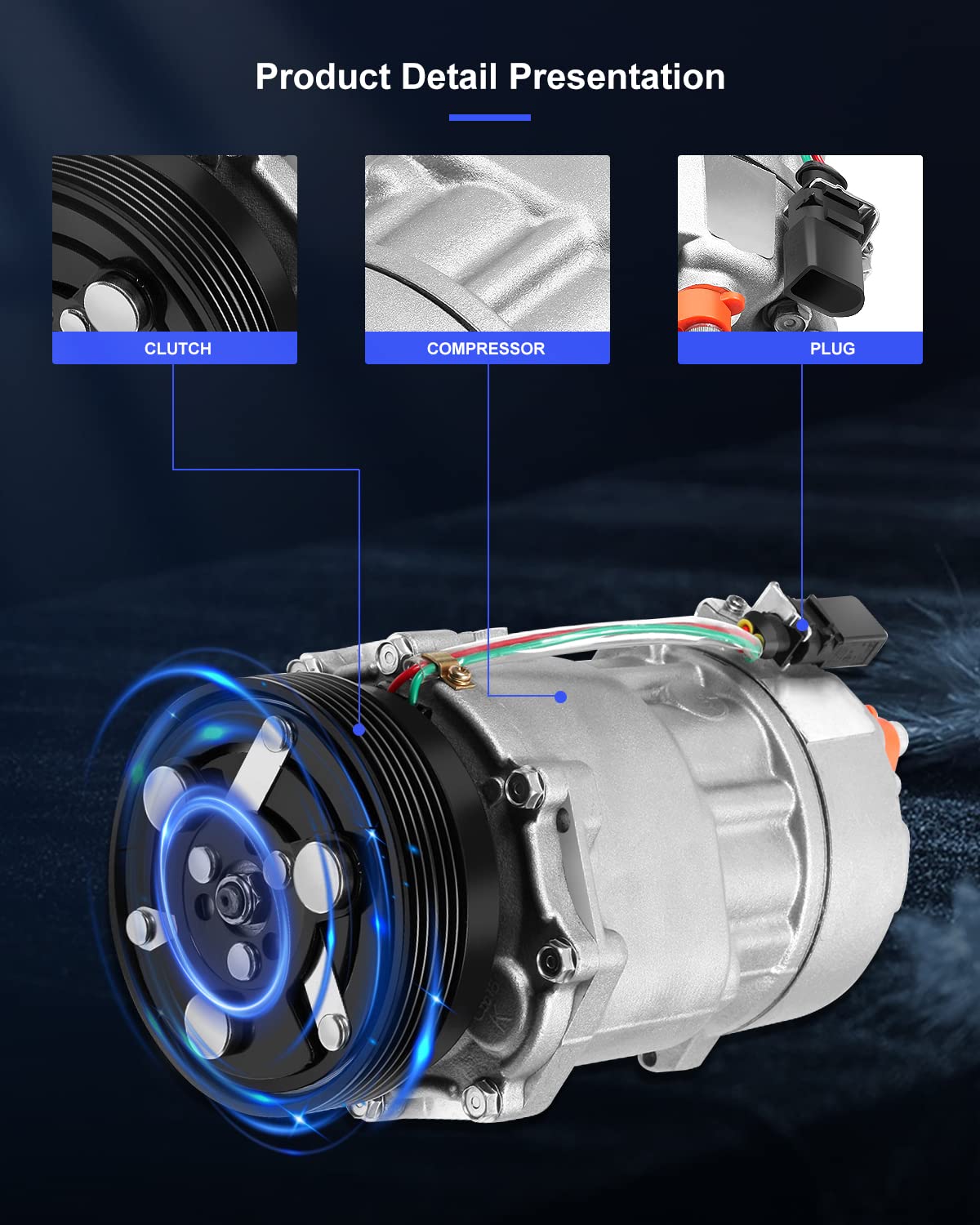 ECCPP A/C Compressor with Clutch 2009-2012 Fit for Dodge Nitro 3.7L 2009-2013 Fit for Jeep Liberty 3.7L AC Compressor