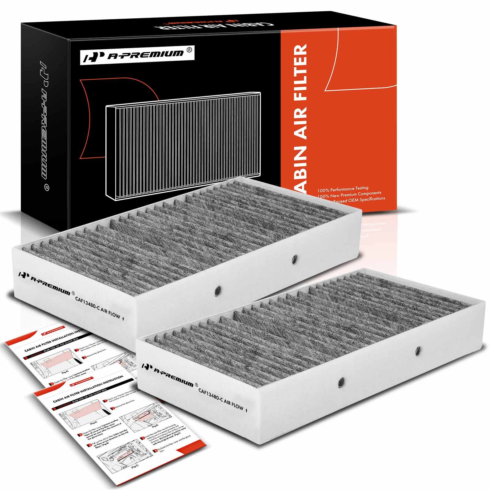 A-Premium 2-PC Cabin Air Filter with Activated Carbon Compatible with Mercedes-Benz GLE300d, GLE350, GLE550, GL350, GL450, GL550