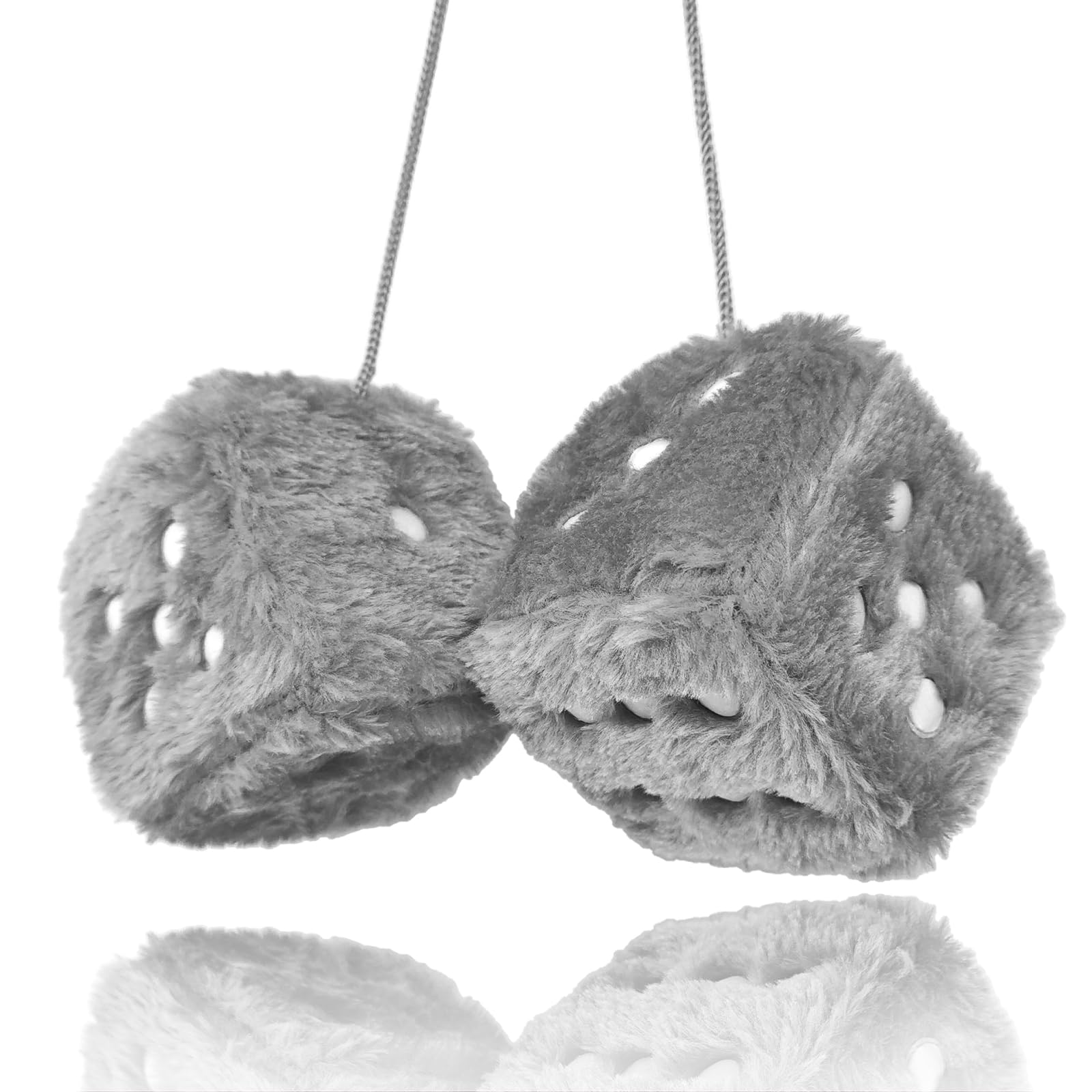 Retro Square Fuzzy Plush Dice - Grey | Suction Cup Hanging For Car Rearview Mirror & Home Decor