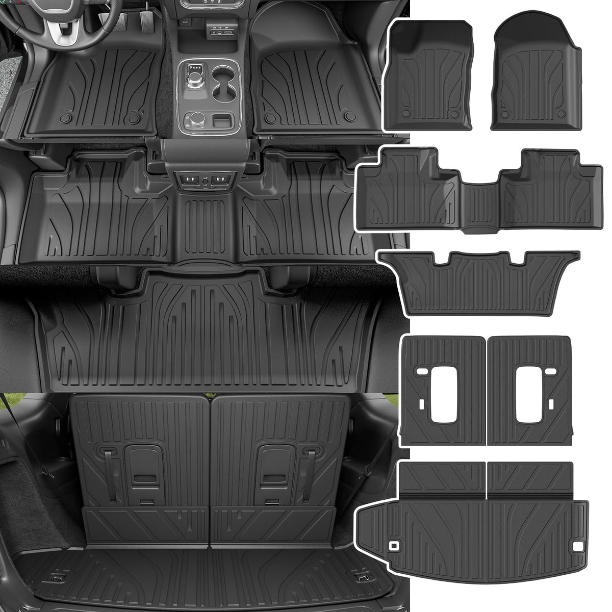 powoq Floor Mat Compatible with 2016-2025 Dodge Durango 6 Seats Trunk Liner 3rd Backrest Mat Replacement for 2016-2025 Dodge Dur