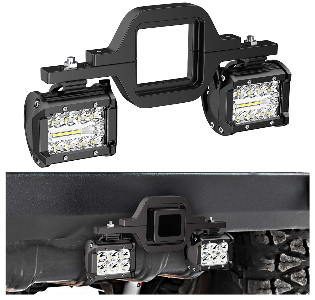 Nilight 2 Pcs 4 Inch 60W Led Pods With 2 Inch Tow Hitch Mounting Brackets Backup Reverse Lights Rear Light Bar For Pickup Atv Su