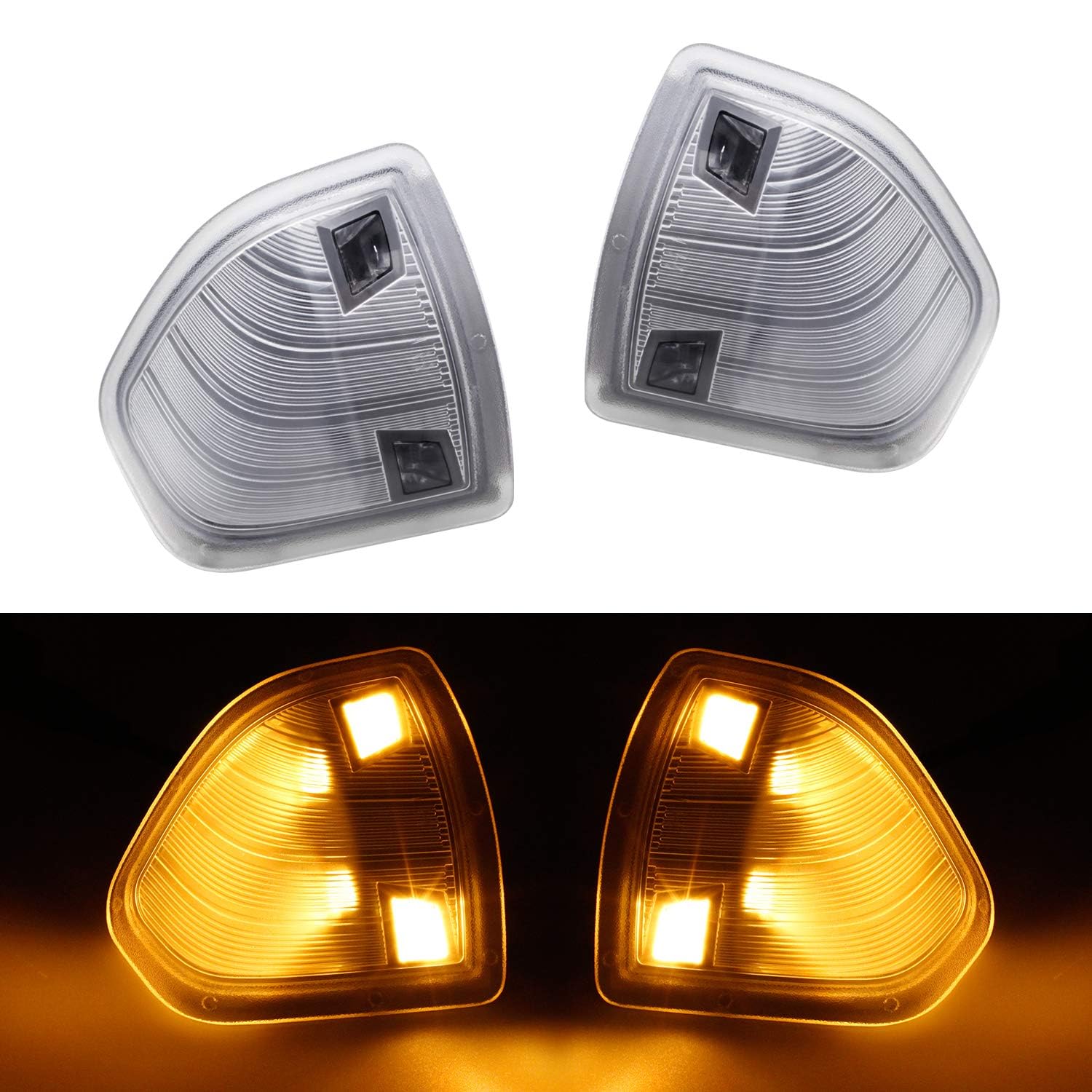 Hercoo Led Side Mirror Turn Signal Light Left And Right Lamps Clear Cover Lens For 68302828Aa 68302829Aa Compatible With 2010-2018 Dodge Ram 1500 2500 3500 4500 5500, Pack Of 2