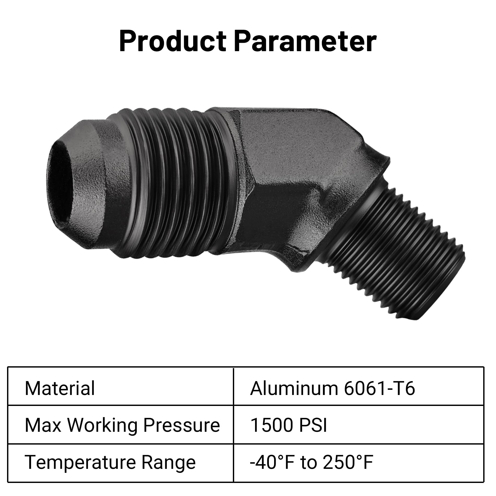 Evil Energy 6An Male Flare To 1/8'' Npt Pipe 45 Degree Fitting Adapter Aluminum Black