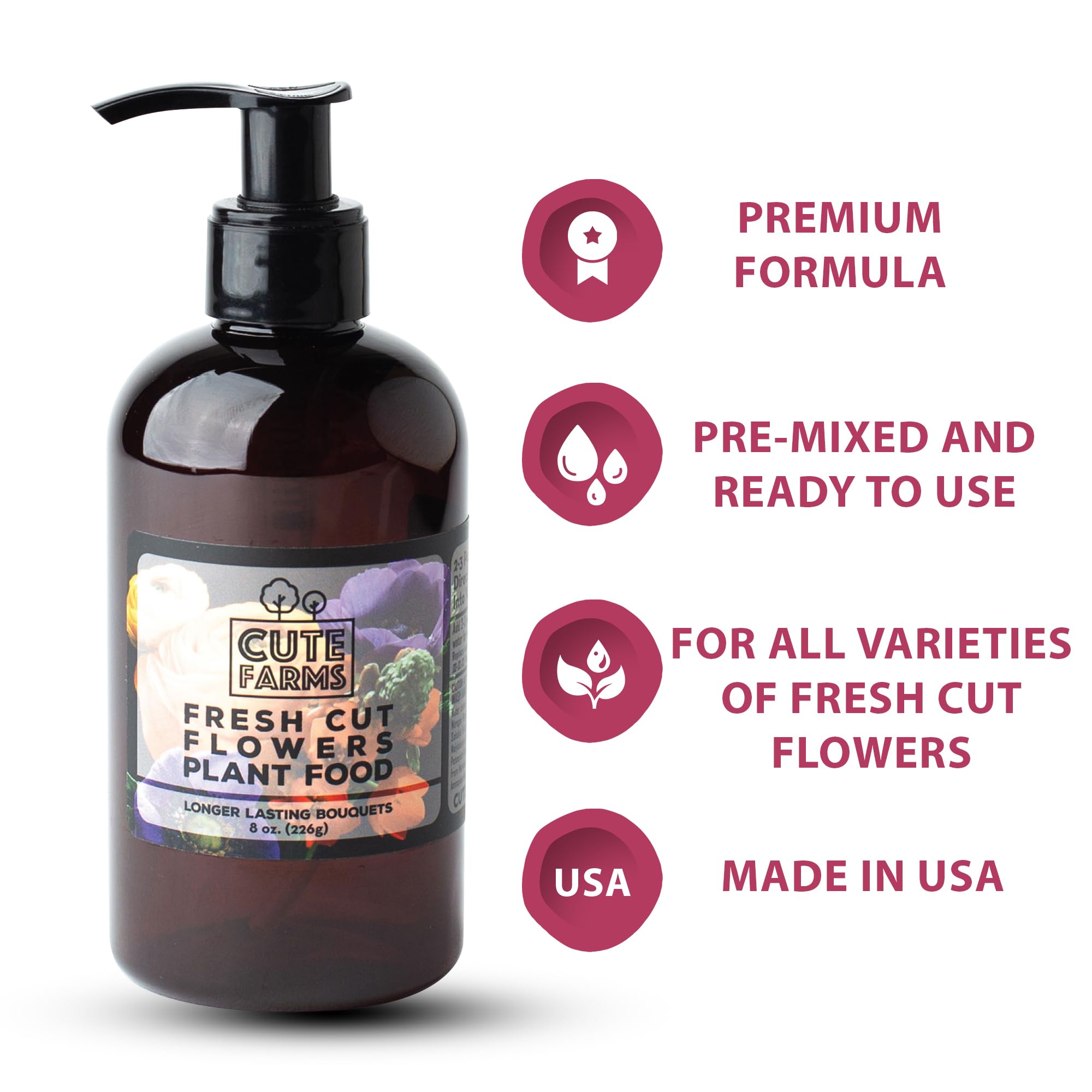 Fresh Cut Flower Food For Longer Lasting Blooms  Gentle Plant Food Concentrate (8 Oz Bottle)