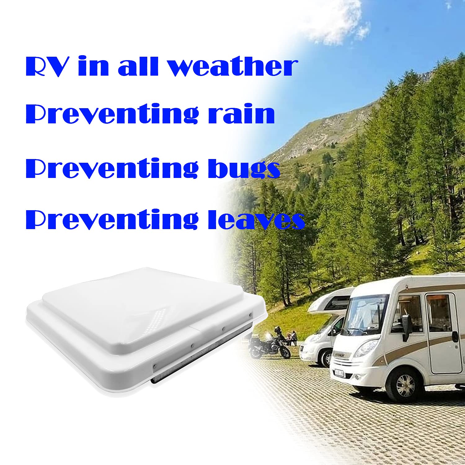 HTTMT- 2Pcs White 14'' x 14'' Replacement Impact-Resistant Motorhome RV Roof Vent Lid Cover Camper RV Trailer Ventline [P/N: ET-