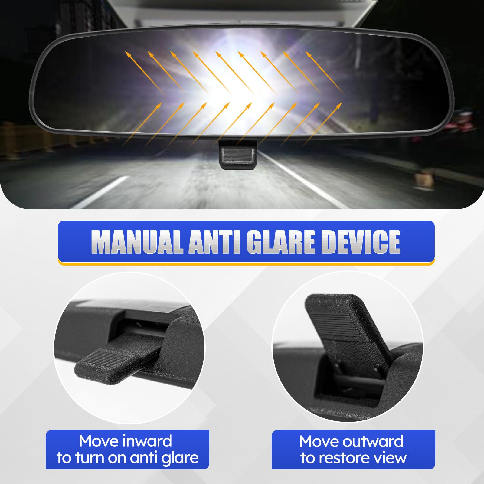 X4XZ Black 9.45 Day/Night Rear View Mirror for Honda Accord, Odyssey, Civic, Pilot, Insight CR-Z, Acura CSX, MDX 1998-2013