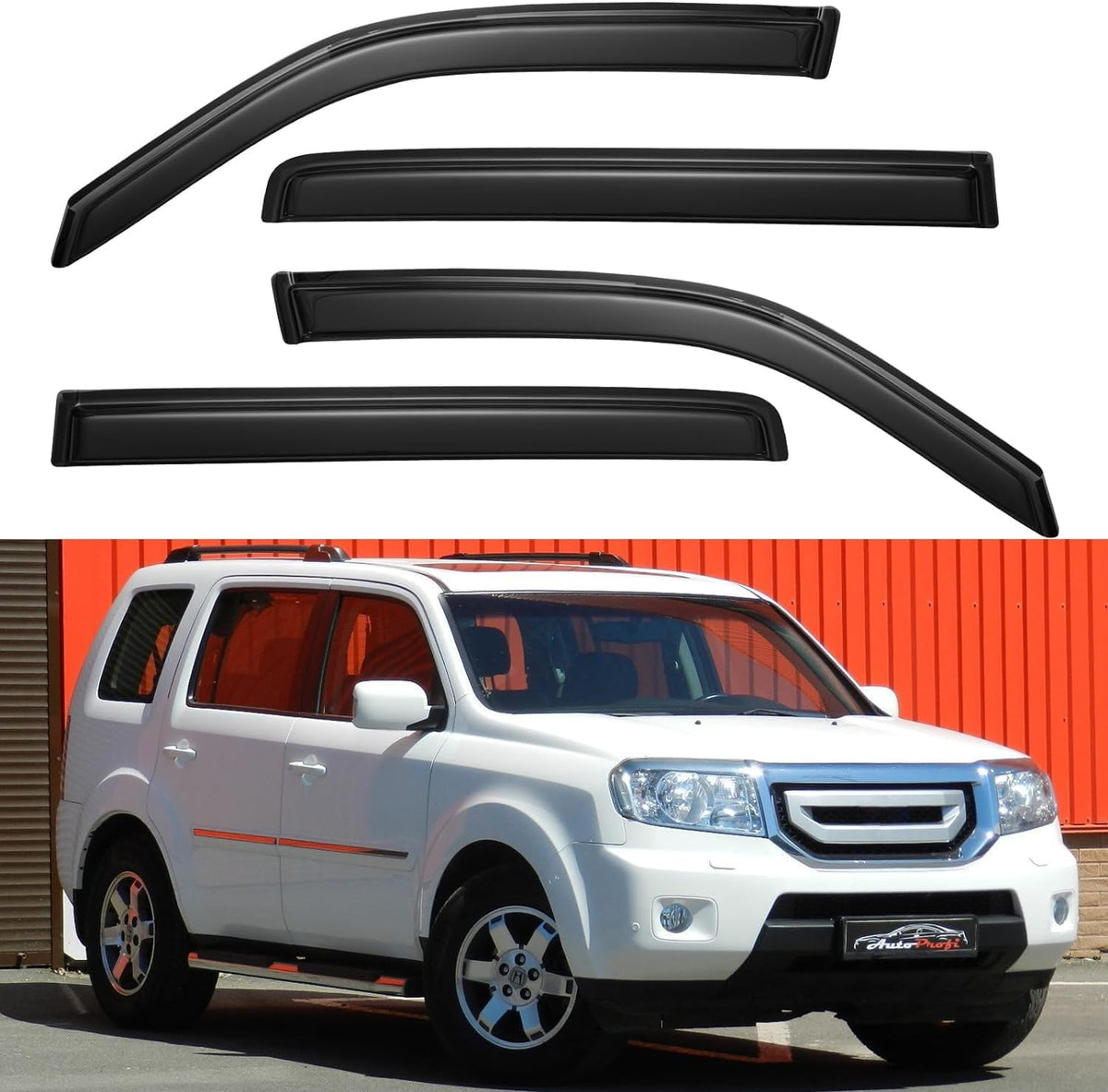 Window Visors Rain Guards Shield for 2009 2010 2011 2012 2013 2014 2015 Honda Pilot, Out-Channel Window Vent Wind Deflectors Vis