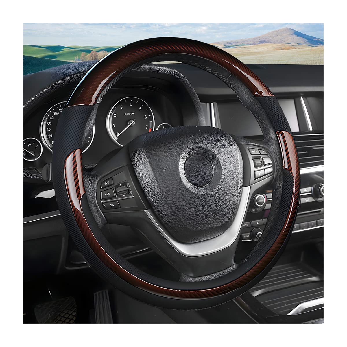 Universal Steering Wheel Cover - Microfiber Leather, 15 Inch, Anti-Slip, Breathable, Odorless Car Steering Wheel Protector, Suv