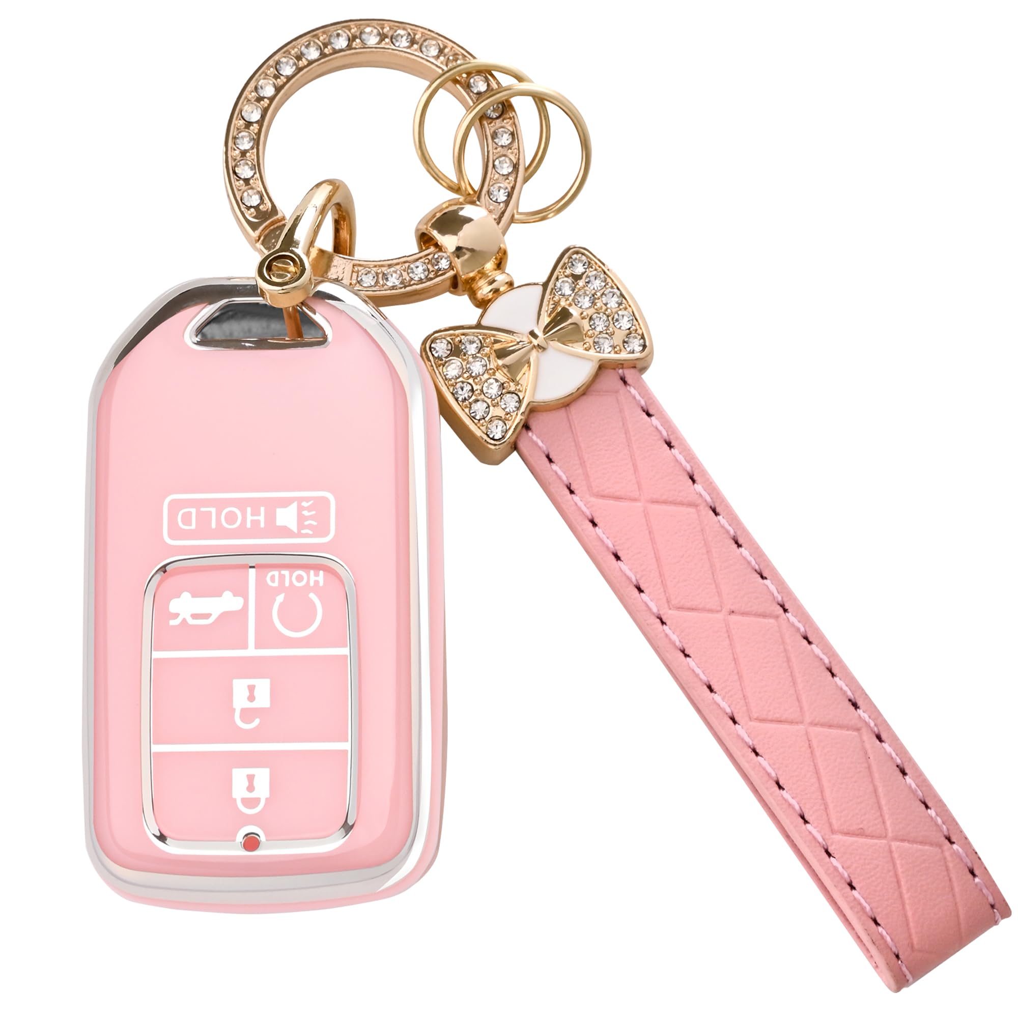 for Honda Key Fob Cover - Soft TPU Key Fob Case Shell Cover Holder for Honda Accord Civic CRV Pilot Odyssey Smart Key Keyless Re