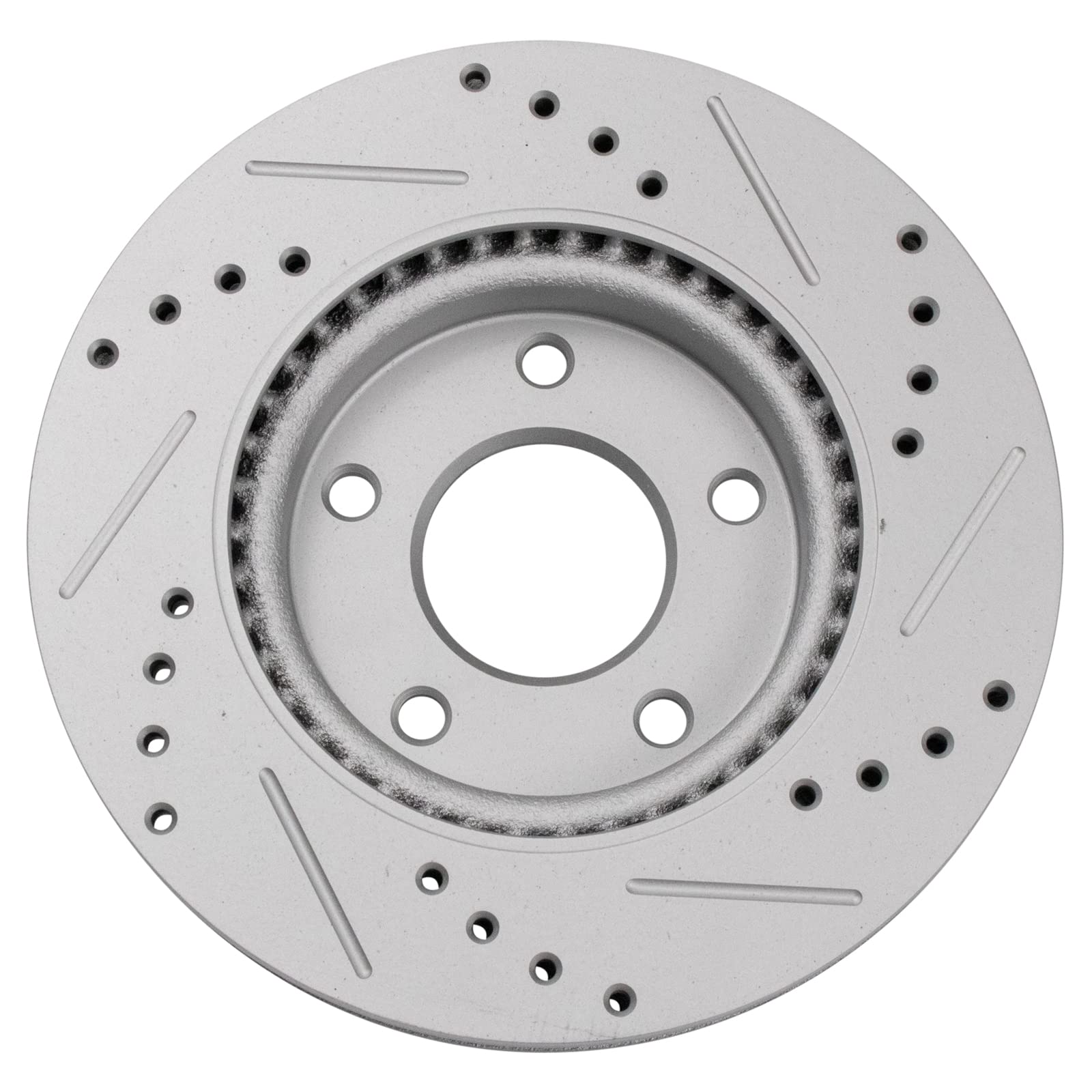 Trq Front Performance Brake Rotors Set Premium G-Coated Cross Drilled & Slotted Compatible With 2013-2019 Nissan Sentra