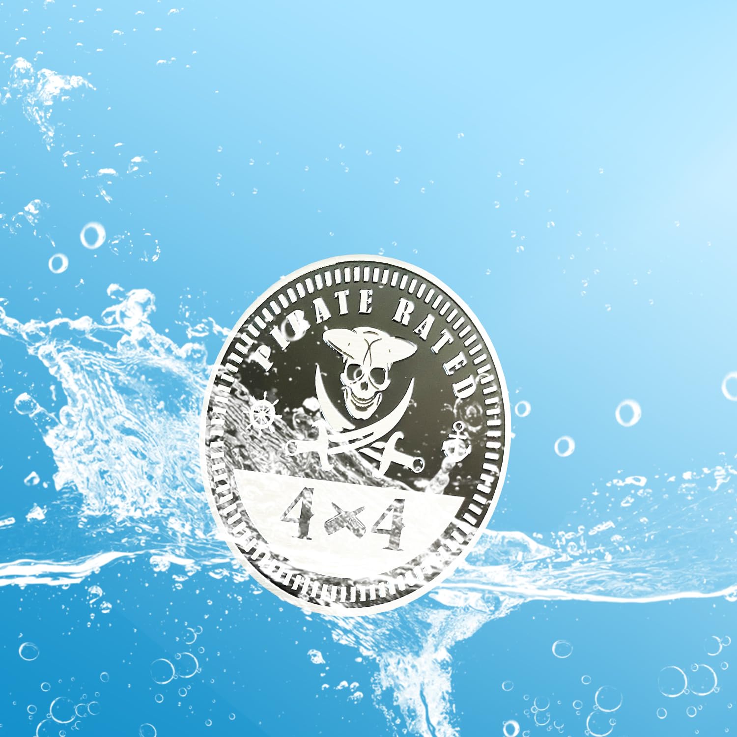 2 PCS Pirate Badge Rated Car Emblem, 4 x 4 Metal Automotive Badge, 3D Round Metal Car Badges Emblems, Car Badge Decals Stickers