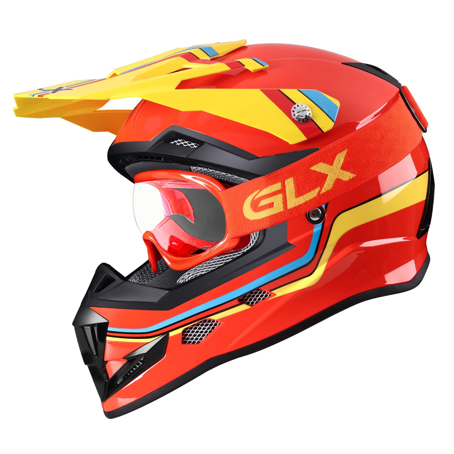 Glx Gx623 Youth Atv/Dirt Bike Helmet Combo - Retro Red, Medium - Dot