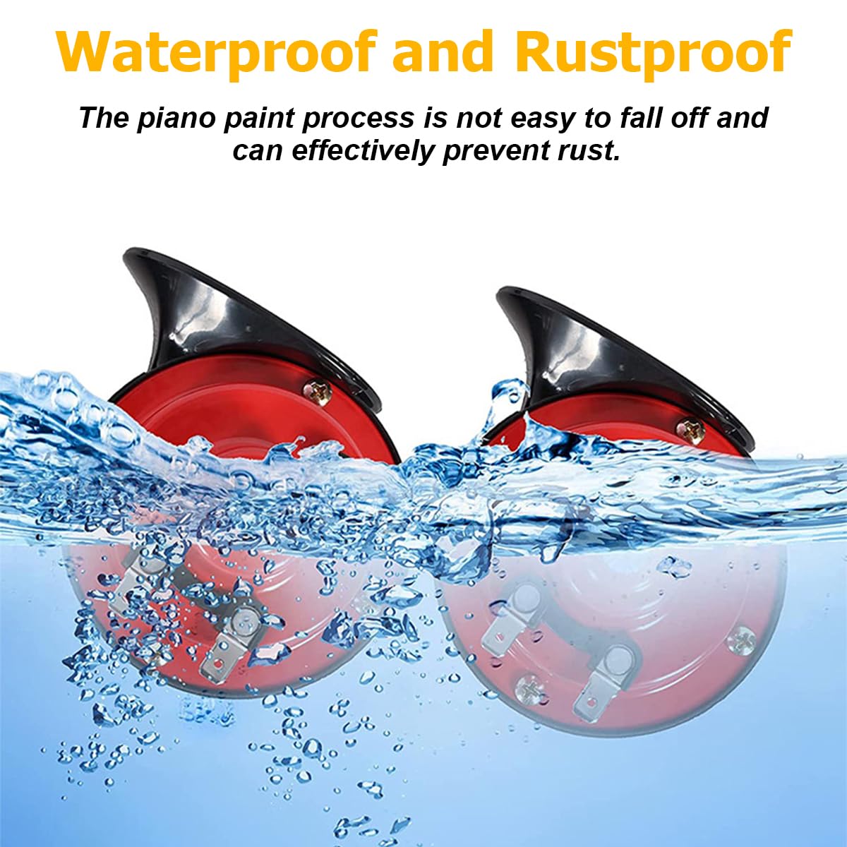 KHGUZ 2PCS Super Loud Train Horns, 12V Waterproof Car Air Electric Snail Double Horns, Vehicle Raging Sound & Dual-Tone Air Horn