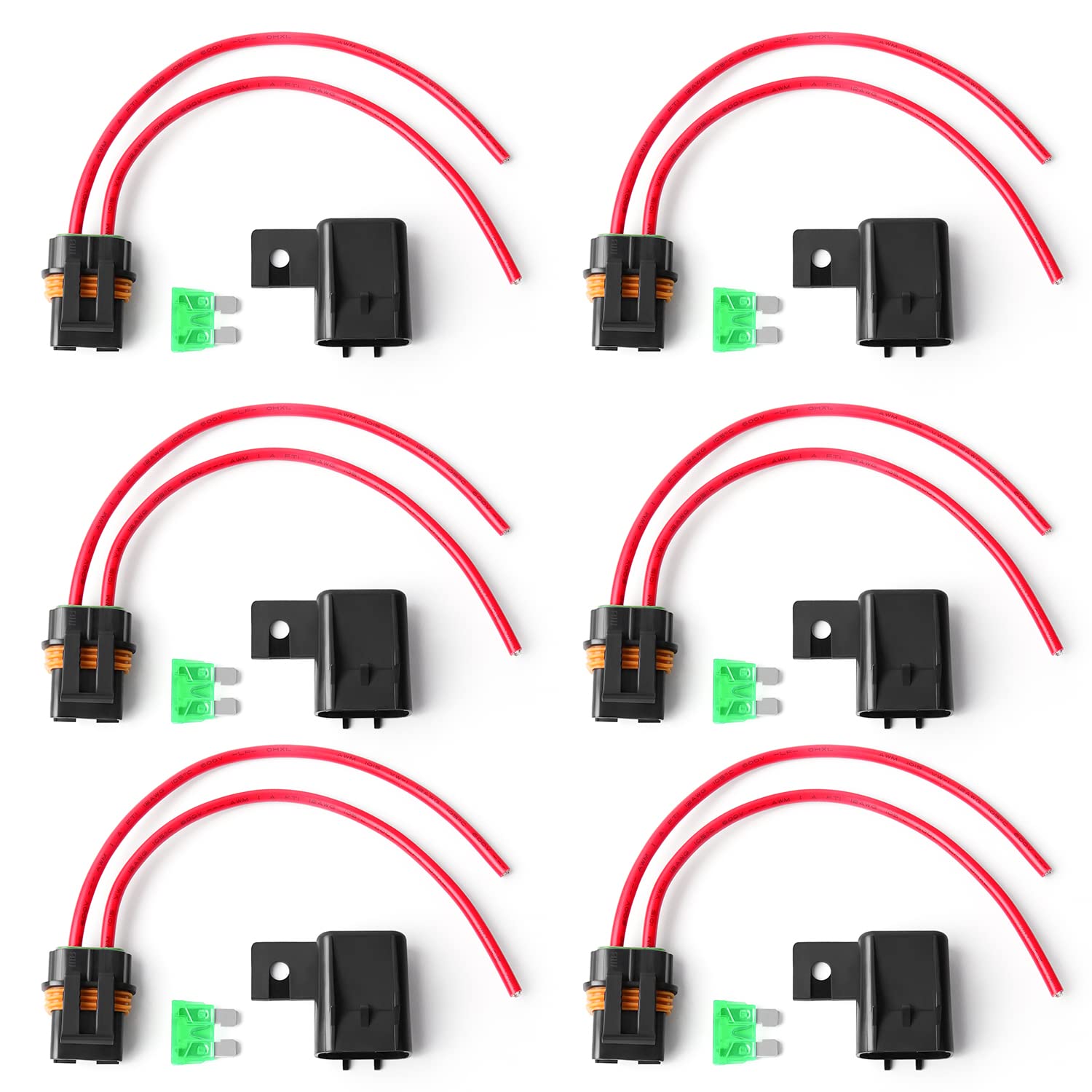 Newdeli Waterproof Inline Fuse Holder 12V With Cover 6 Pack - Automotive/Marine/Vehicle Weatherproof Ato/Atc Blade Fuse Holder 12Awg 30A Protecting Circuits And Electrical Equipment