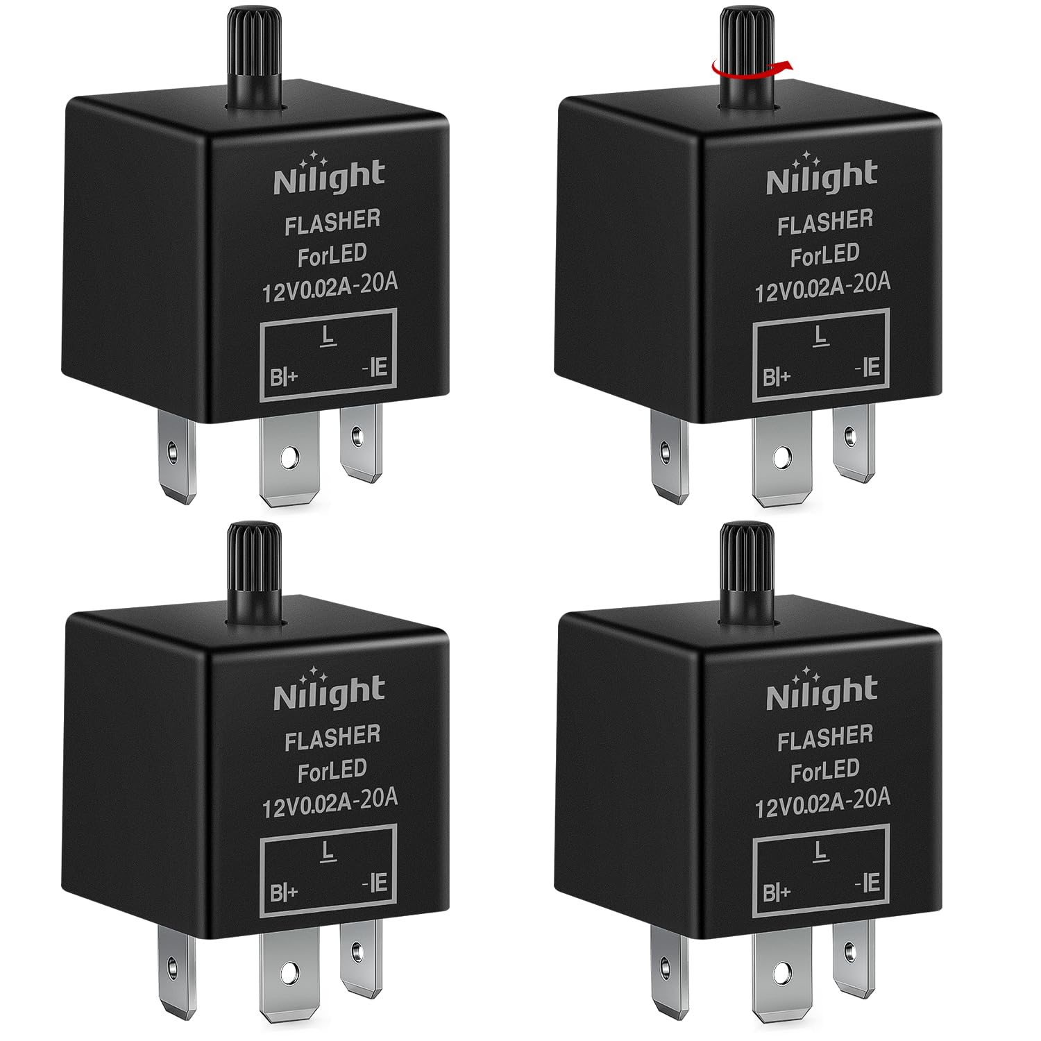 Nilight 4Pcs Flasher Relay Adjustable 3 Pin Cf13 Jl-02 Electronic Blinker Relay 12V 150W Fixes Car Turn Signal And Hazard Warn H