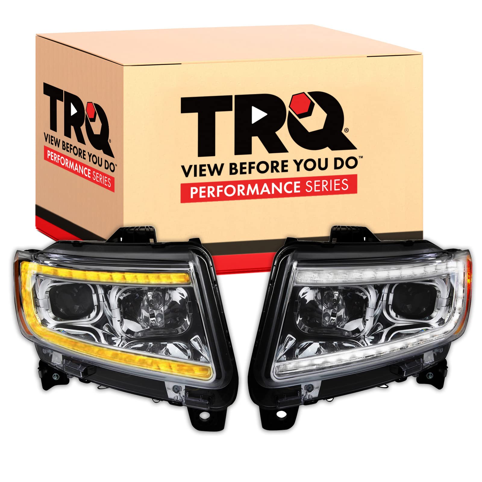 Trq Headlight Assembly Set Headlights Driver & Passenger Side Halogen Compatible With 2011-2013 Jeep Grand Cherokee Ch2502224 Ch