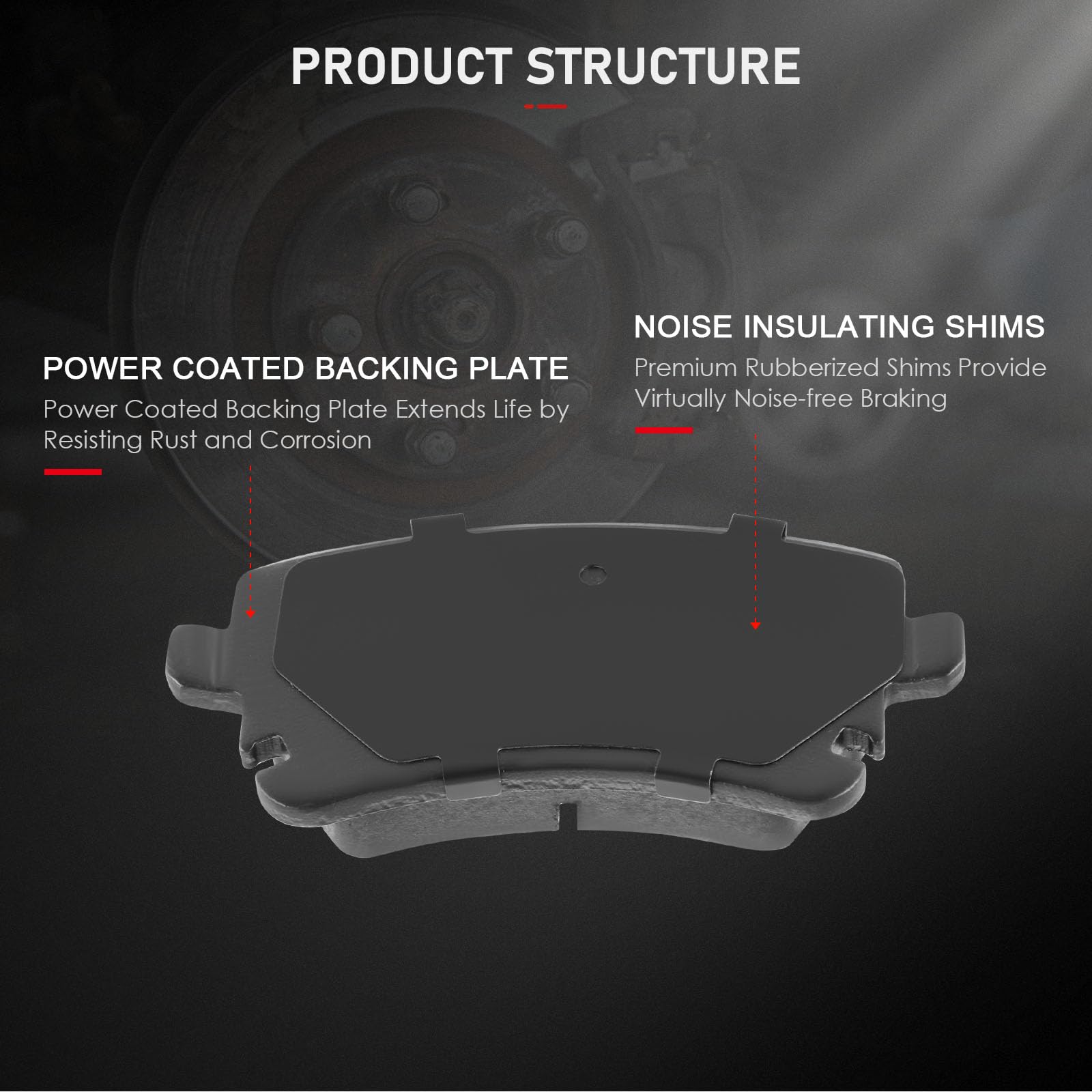 Cciyu D1018 Ceramic Rear Brake Pad Set Fit For Audi A6 Quattro,A8 Quattro,Rs4,Rs6,S4,S6,S8,91-12 Bentley Continental,04-06 For V