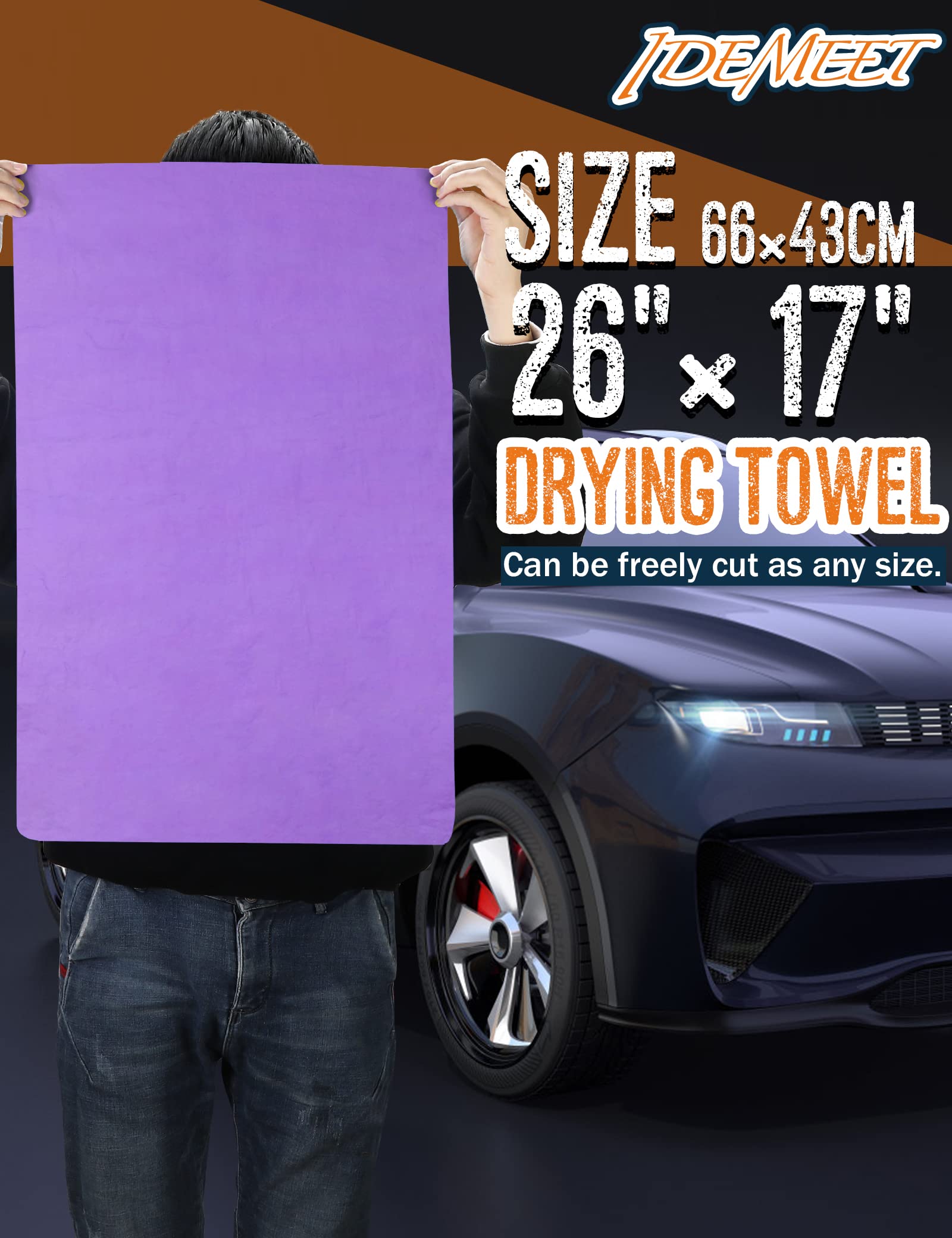 Premium Car Drying Towel, Super Absorbent 26 ''X17 '' Large Chamois Cloth Shammy Towel For Vehicle, Reusable Chamois Shammy Clot