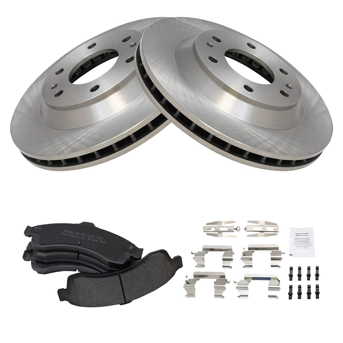 Trq Front Brake Pad & Rotor Kit Brake Pads Brake Rotor Semi-Metallic Compatible With 2004-2005 Buick Rainier 2002-2005 Chevrolet
