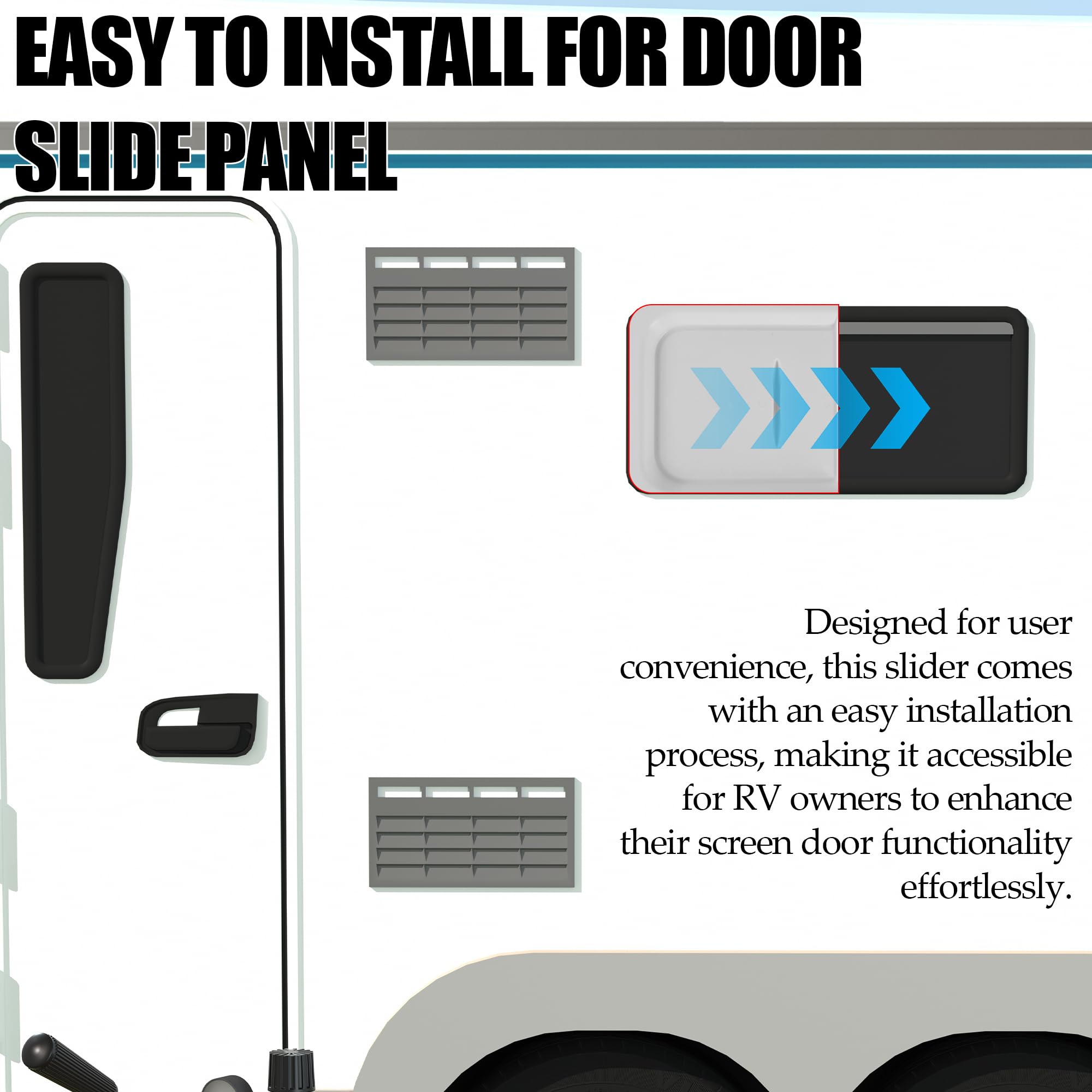 Aussio RV Screen Door Latch Handle Kit (Right Hand) and Slide 12 Panel for RV Trailer Camper Motor Home Entry Door Hardware wi