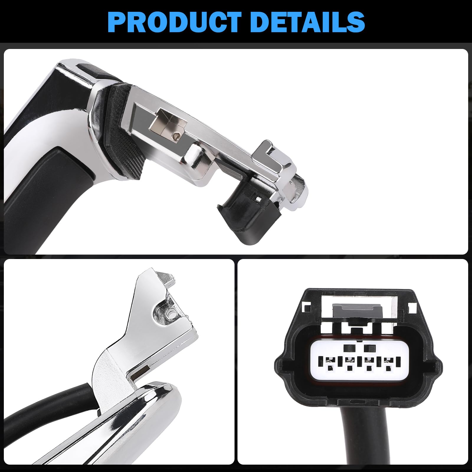 Yikesai Exterior Chrome Door Handle Front Left Driver Side, With Key Hole Smart Entry Keyless - Compatible With 2010-2013 Nissan Rogue - Replaces 80640Cz31B 80640-Cz31A, 80645-Ca000