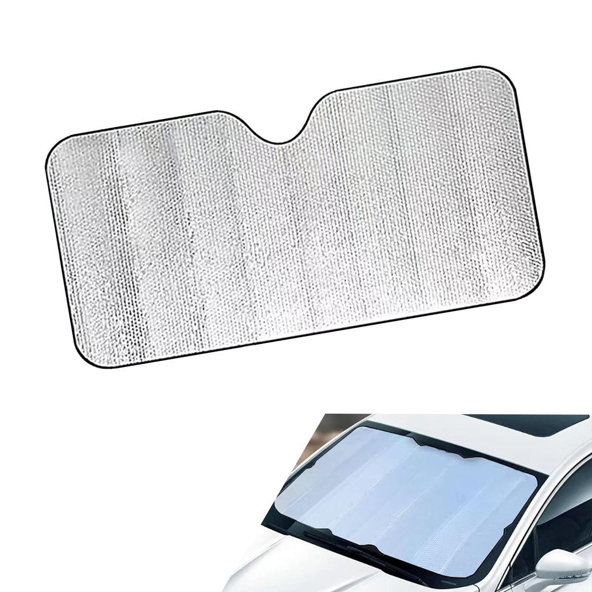 nodteem 1 PC Car Front Windshield Sunshade, 55.11 x 27.55 Foldable Double-Sided Sun-Proof Cooling Insulating Bubble UV Prote