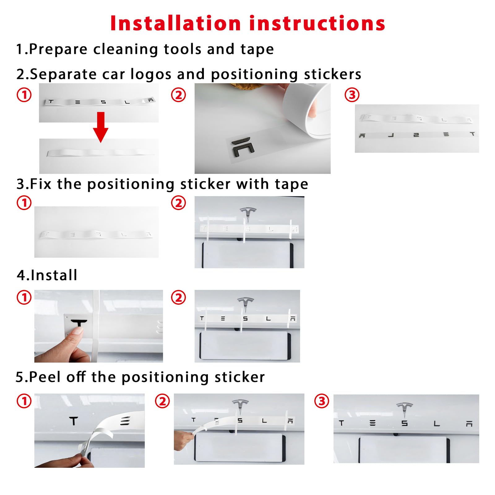 2025 Model 3 Front Logo Cover For Tesla Model 3 2024 Highland Abs Front Logo Sticker Matte Black