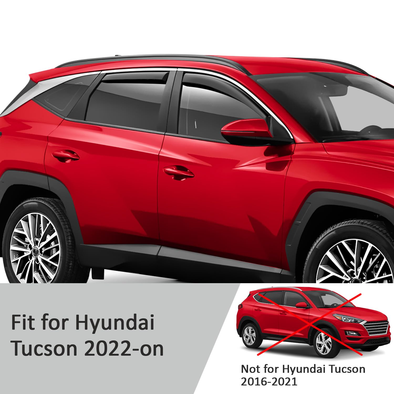 Voron Glass In-Channel Extra Durable Rain Guards For Hyundai Tucson 2022-2025, Window Deflectors, Vent Window Visors, 4 Pieces -
