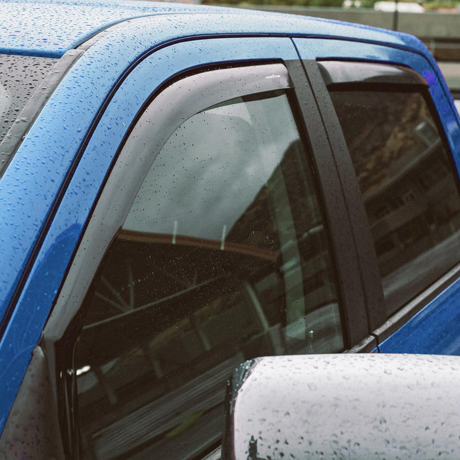 Goodyear Shatterproof In-Channel Window Deflectors For Trucks Dodge Ram 2009-2018 Crew Cab 1500 2500 3500, Rain Guards, Window V