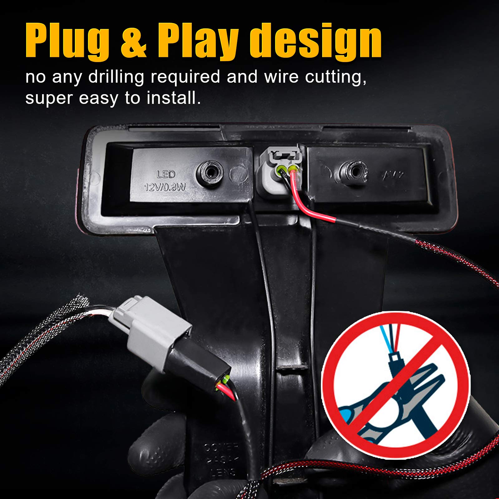 SUPAREE (Plug and Play Spare Tire Brake Light Wheel Light 3rd Third Brake Light fit for Wrangler 2007-2017 JK JKU YJ TJ,Red Ligh