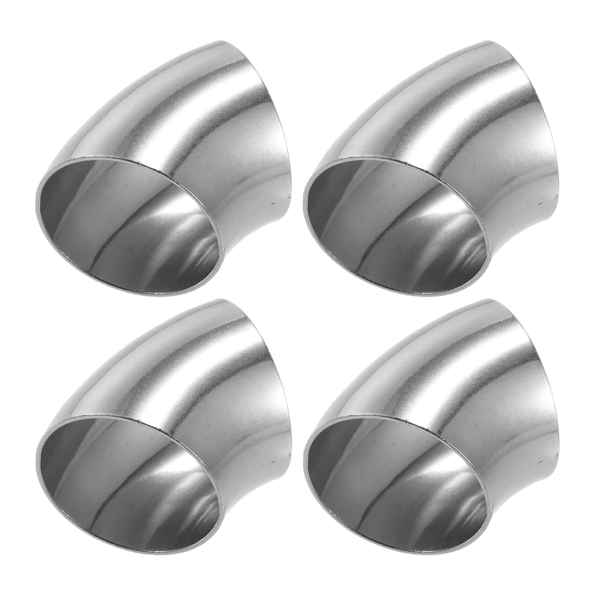 X AUTOHAUX 4 Pcs OD 2.5 Inch 45 Degree SS304 Stainless Steel Bend Tube Exhaust Elbow Pipe for Car Modified Exhaust System 2.5'' 
