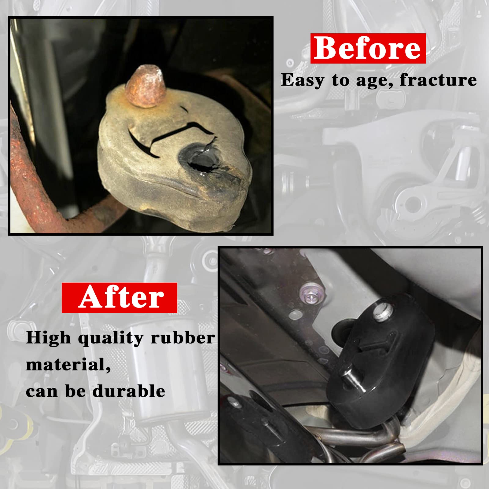 2Pcs Exhaust Hanger Rubber 2 Holes Adjustable Insulator Bushing Rubber Insulator High Density & Anti-Corrosion Rubber Universal