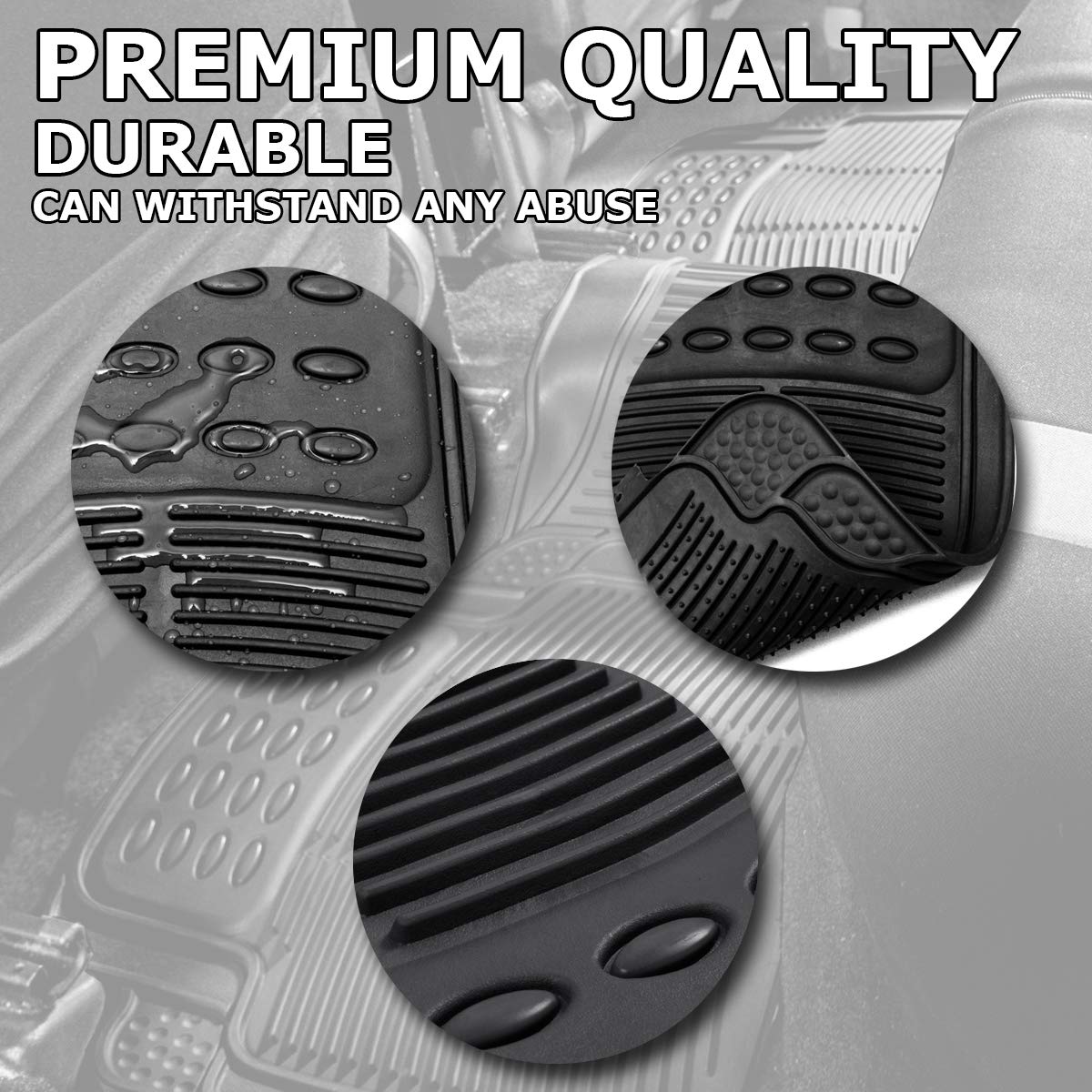 Vaygway Car Floor Mat Runner - Rubber Rear Floor Mat Liner - Black Back Seat Liner - Auto Trimmable Universal Fit Rug For Vehicl