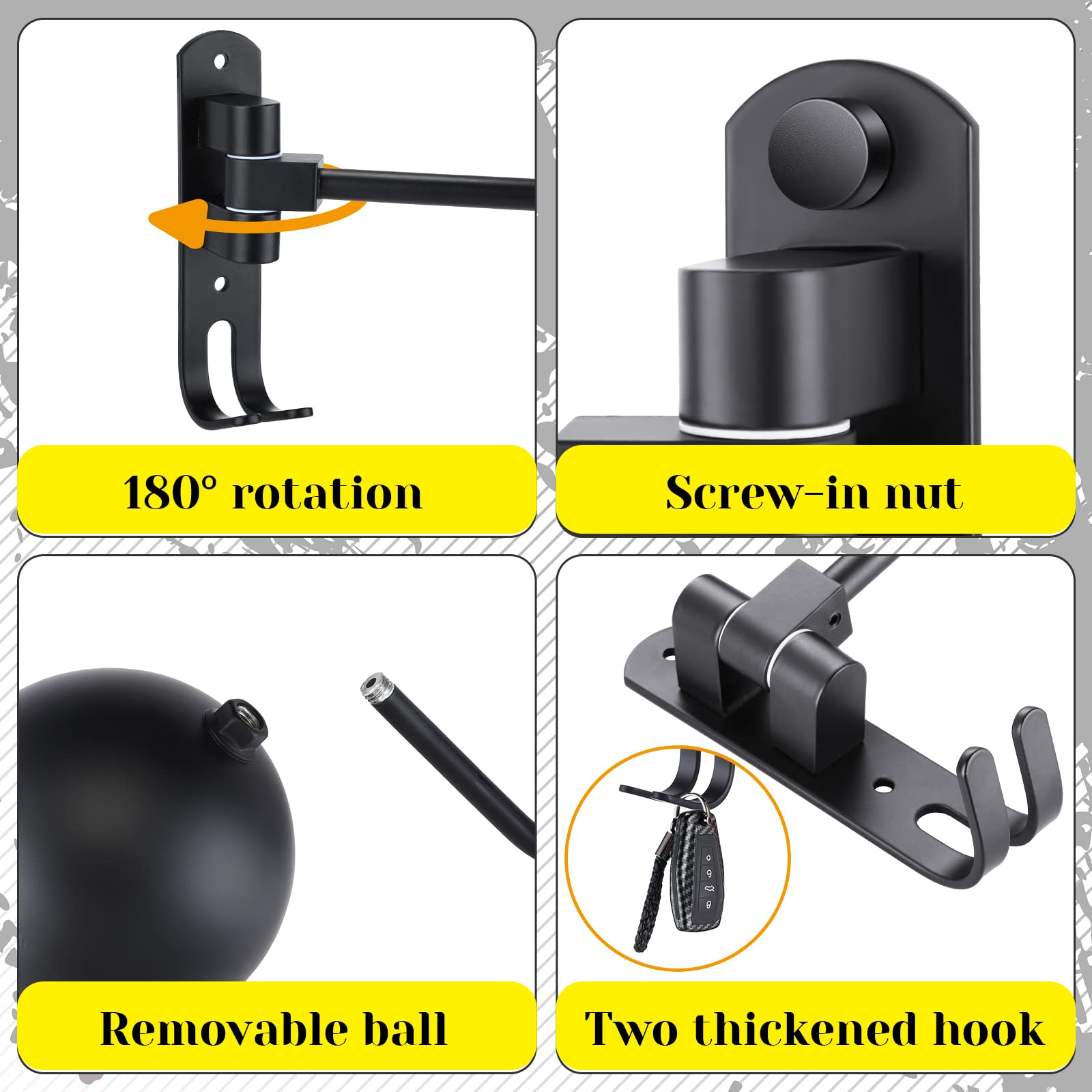 Motorcycle Helmet Racks Wall Mount Bike Helmet Holder with 2 Metal Hooks for Motorcycle Bike Coat Jacket Cap Wig Key(3 Pack)