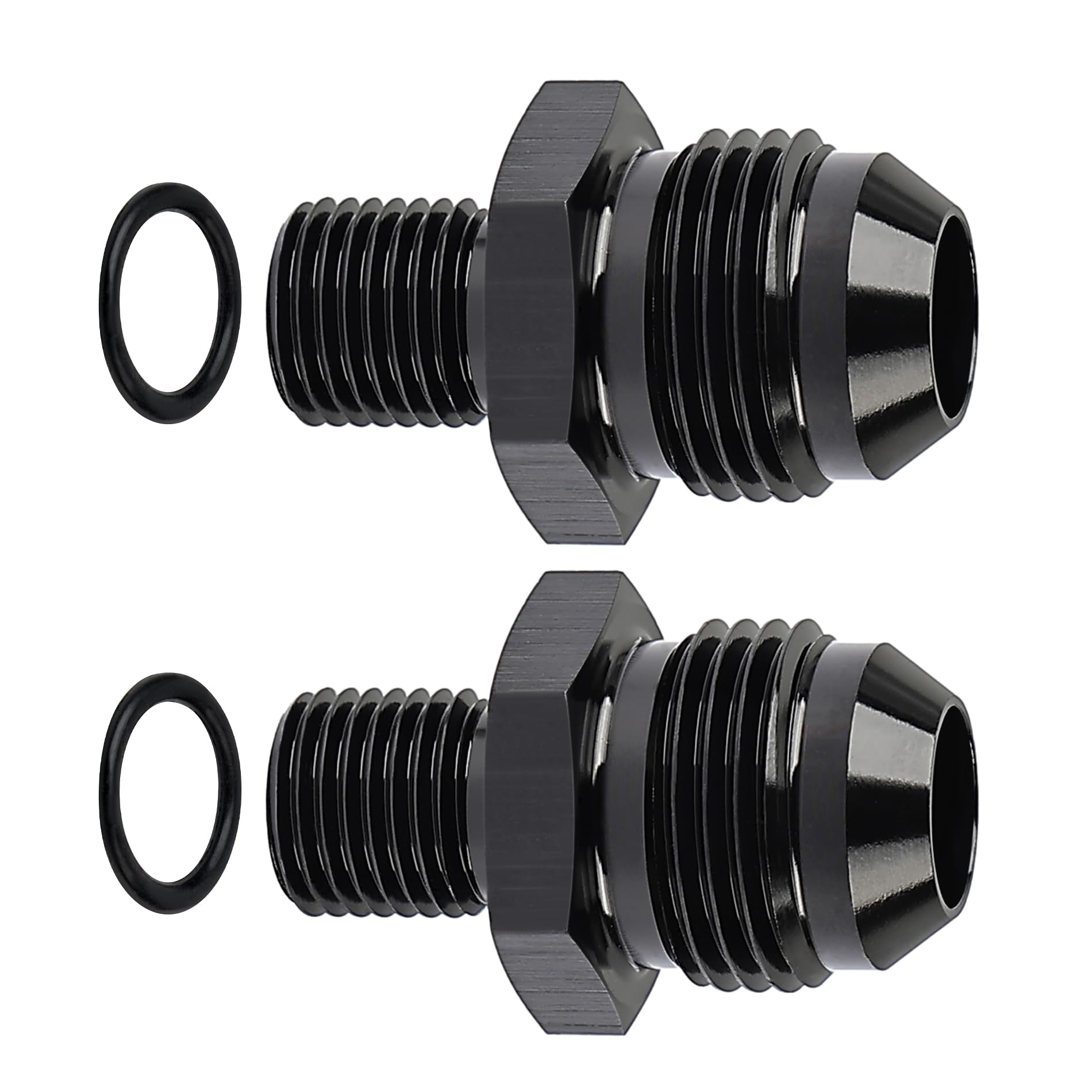 Evil Energy 8An Male Flare To M12 X 1.25Mm Male Metric Fitting Adapter Aluminium Alloy Black 2Pcs