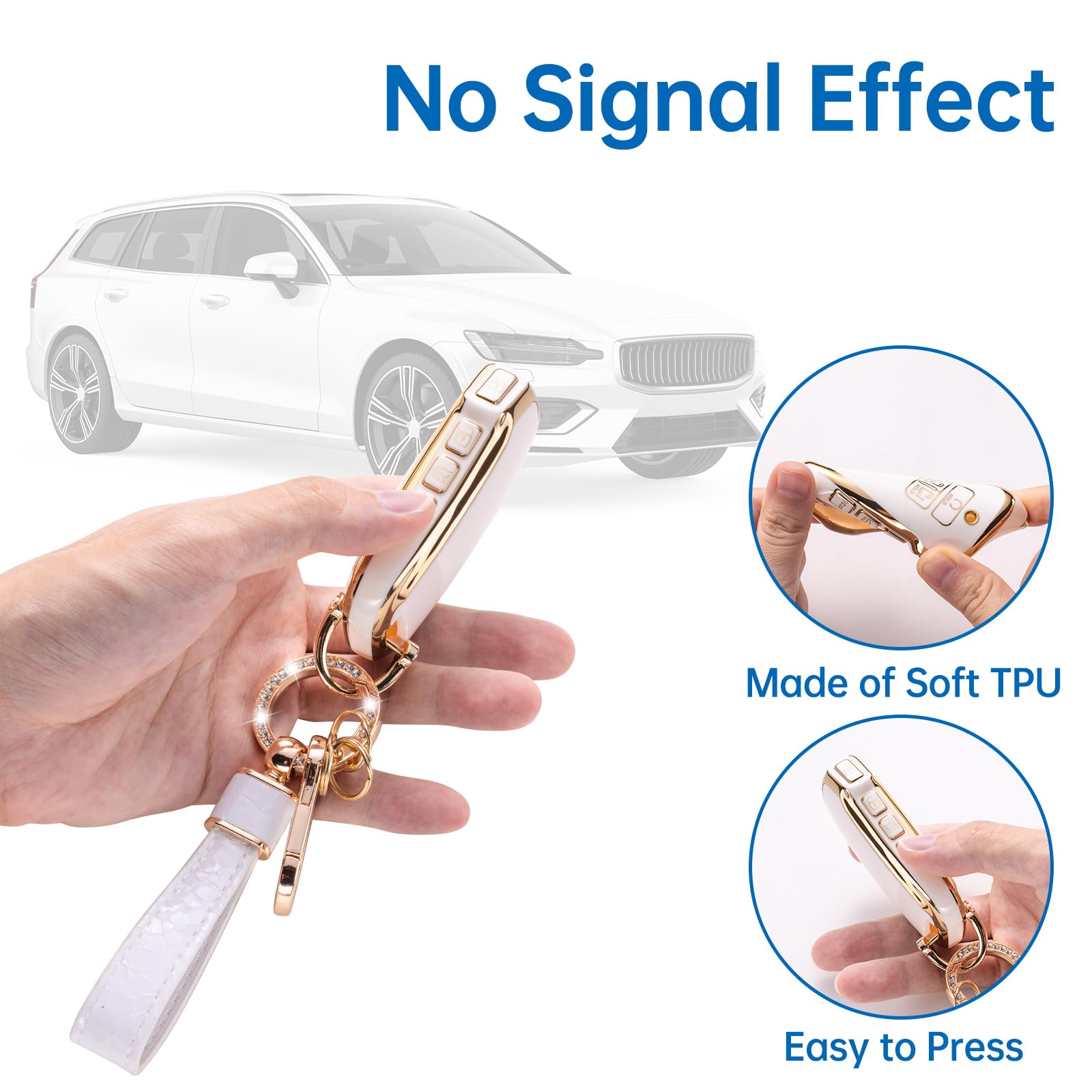 Cacarlike For Kia Key Fob Cover With Kia Keychain, Car Key Fob Case Compatible With Kia Carnival Cadenza 6/7 Buttons Ka4 Ex Sx L