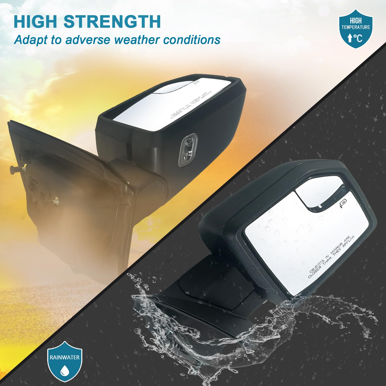 Lqito Right Passenger side Mirror with Power Glass,Heated, Puddle Lights,Clearnce Lamp and Manual Folding Fits 2015-2020 Ford F1