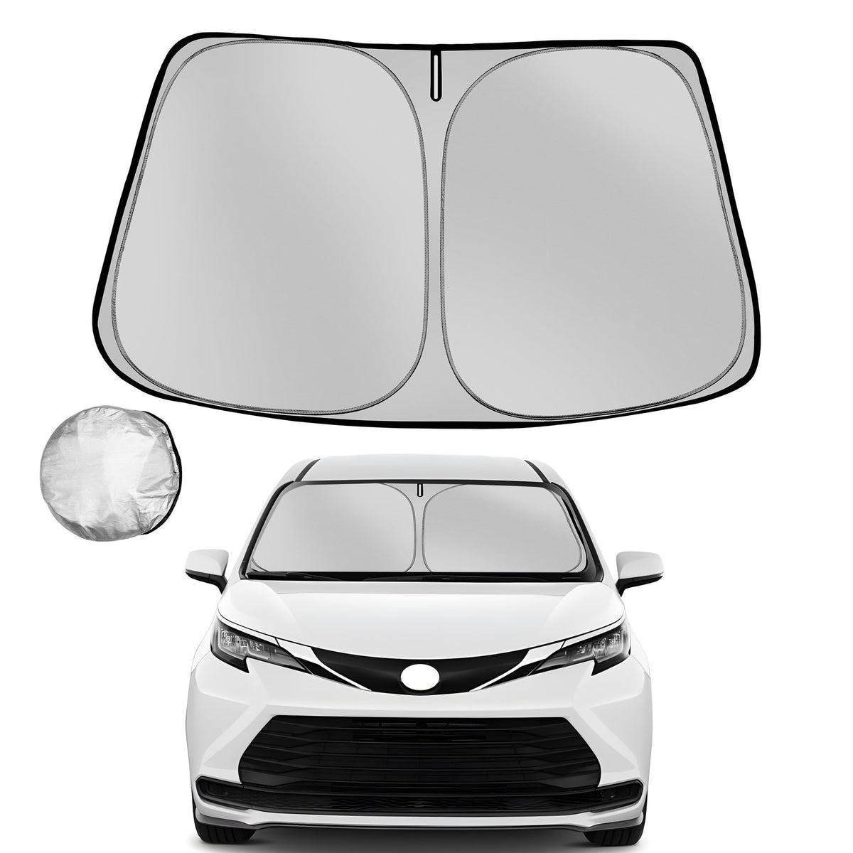 Fonowka Windshield Sun Shade For 2021-2025 Toyota Sienna Mini Van Foldable Sun Sunshade For Car Front Window Blocks Uv Rays And