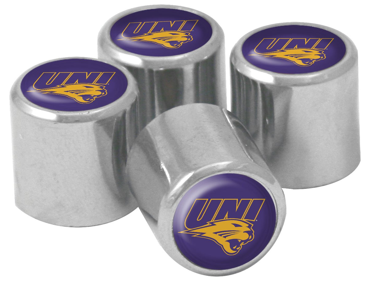 NCAA Northern Iowa Panthers Metal Tire Valve Stem Caps, 4-Pack