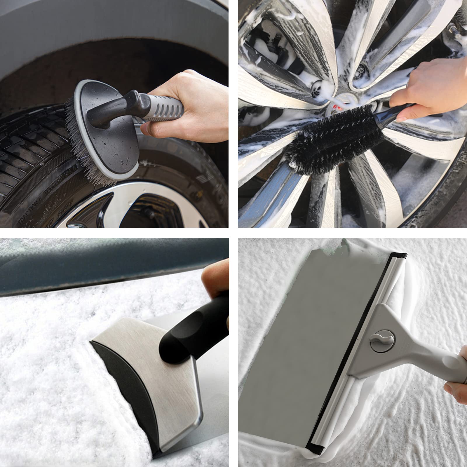 Autodeco 30Pcs Car Wash Cleaning Kit - Car Care Wash Tools Set Car Detailing Set With Collapsible Bucket Snow Shovel