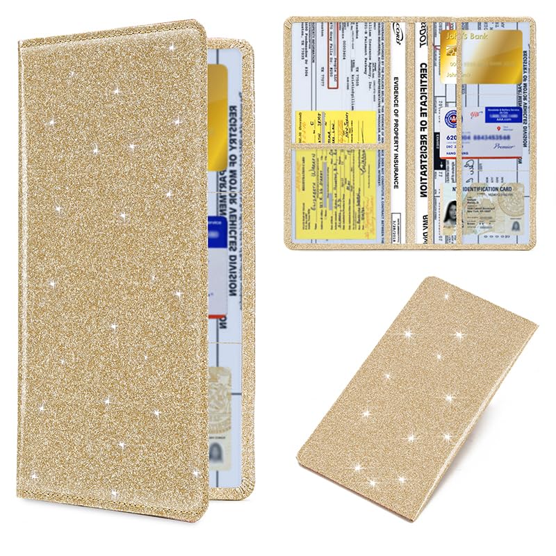 Tildosac Car Registration & Insurance Card Holder Leather Auto Glove Box Organizer Document Wallet With Magnetic Shut (Large-Gli